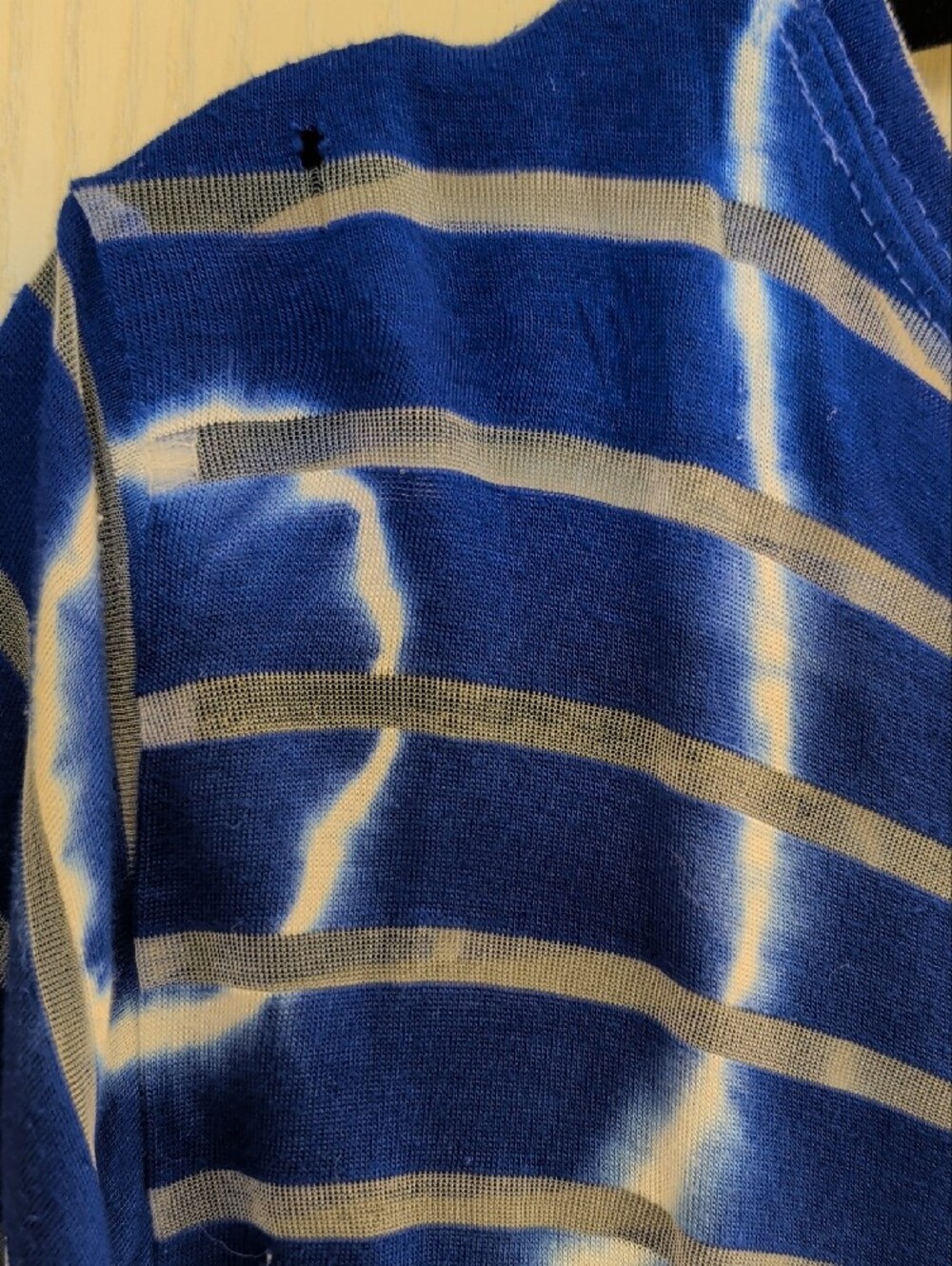 INC Blue Tie Dye Stripe Sheer Sleeve Rhinestone Top 3X Plus Size Blouse - Picture 5 of 8